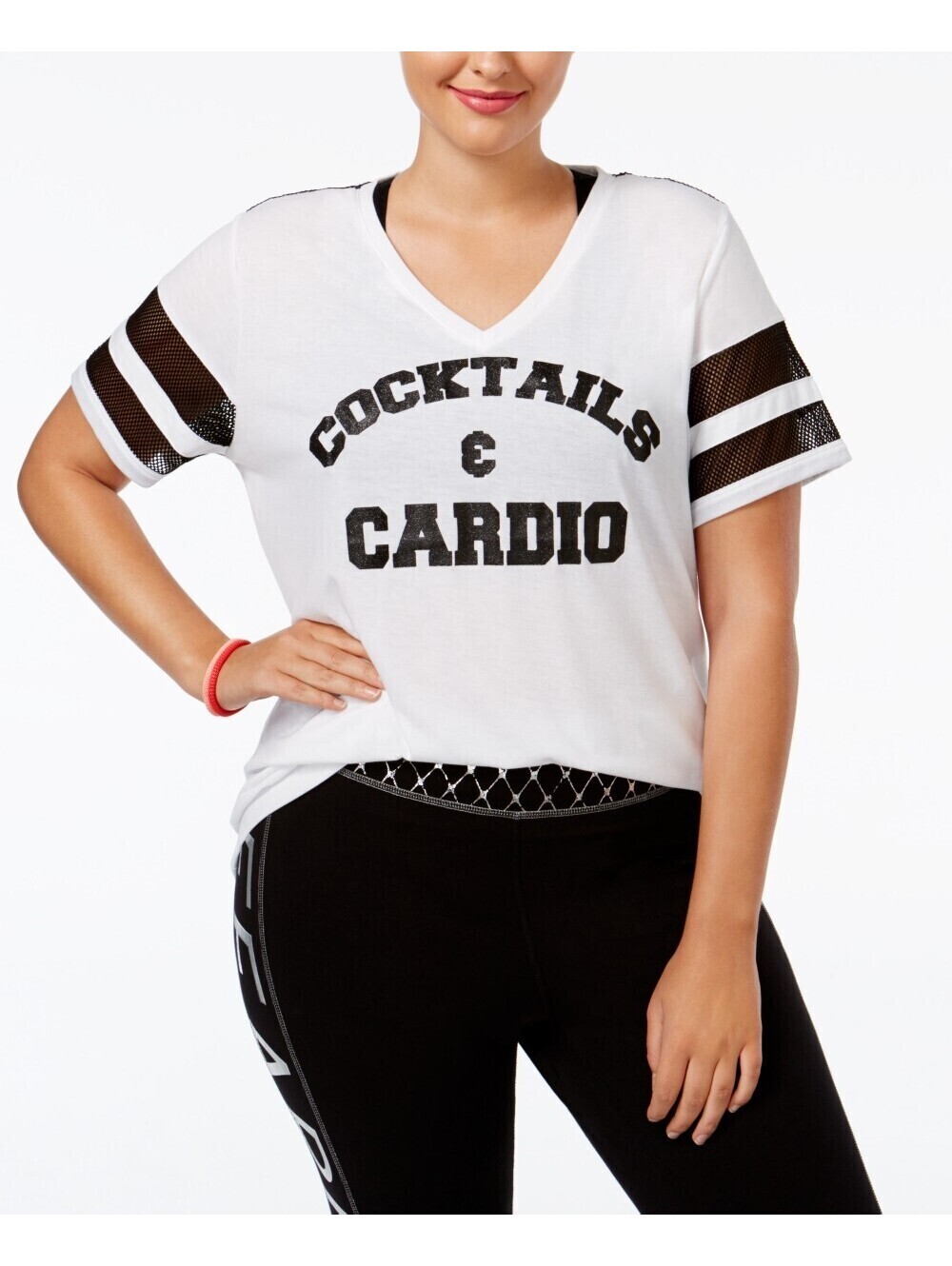Material Girl Womens Active Plus Size Sparkle Graphic T-Shirt Size 2X